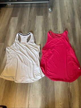 2 Hyba Athletic Tops- White and Hot Pink: Size M